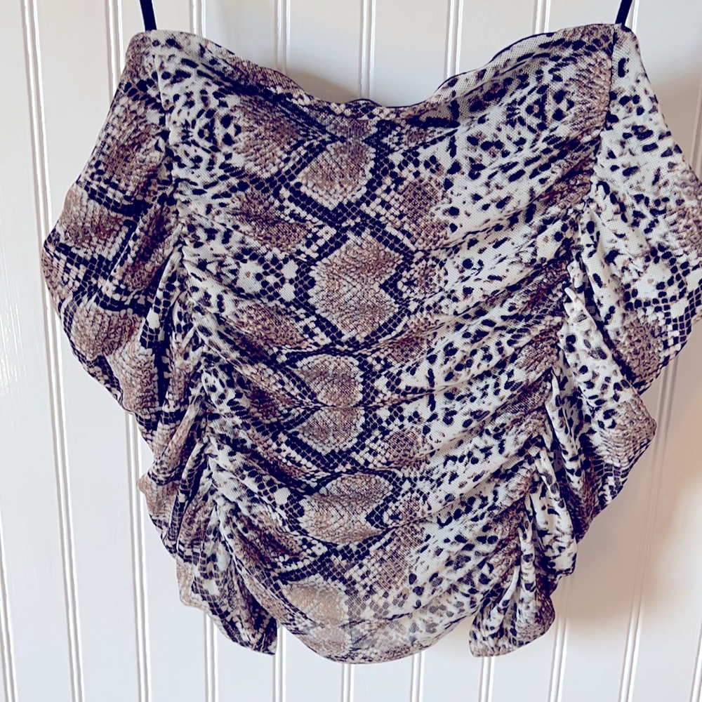 Snakeskin spaghetti strap crop top
